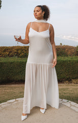 Dalia Maxi Dress ~ Ivory Luxe Satin