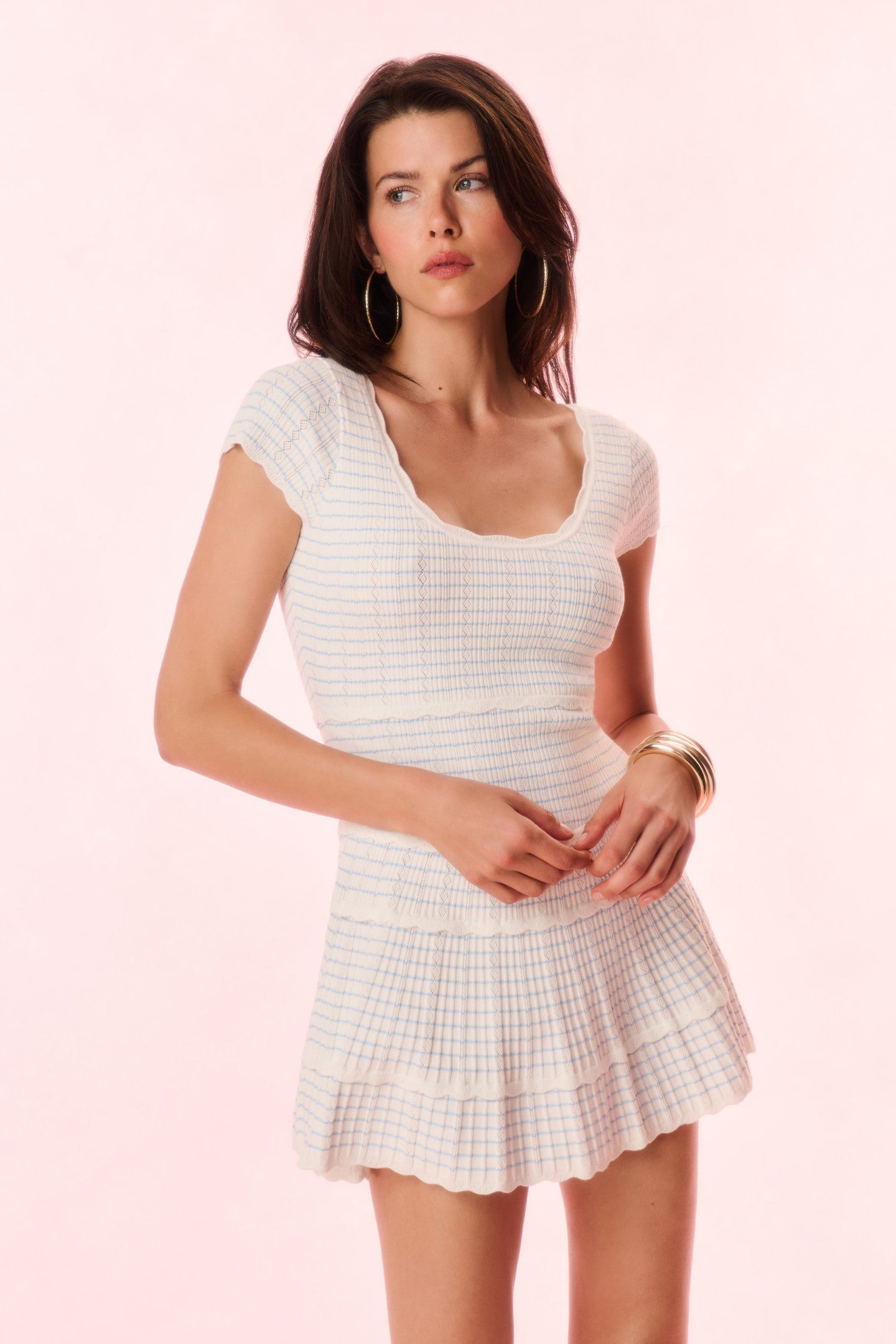 Elisavette Striped Stretch Knit Mini Dress