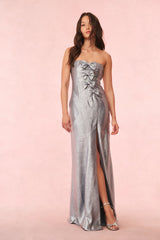 Elmina Strapless Metallic Gown