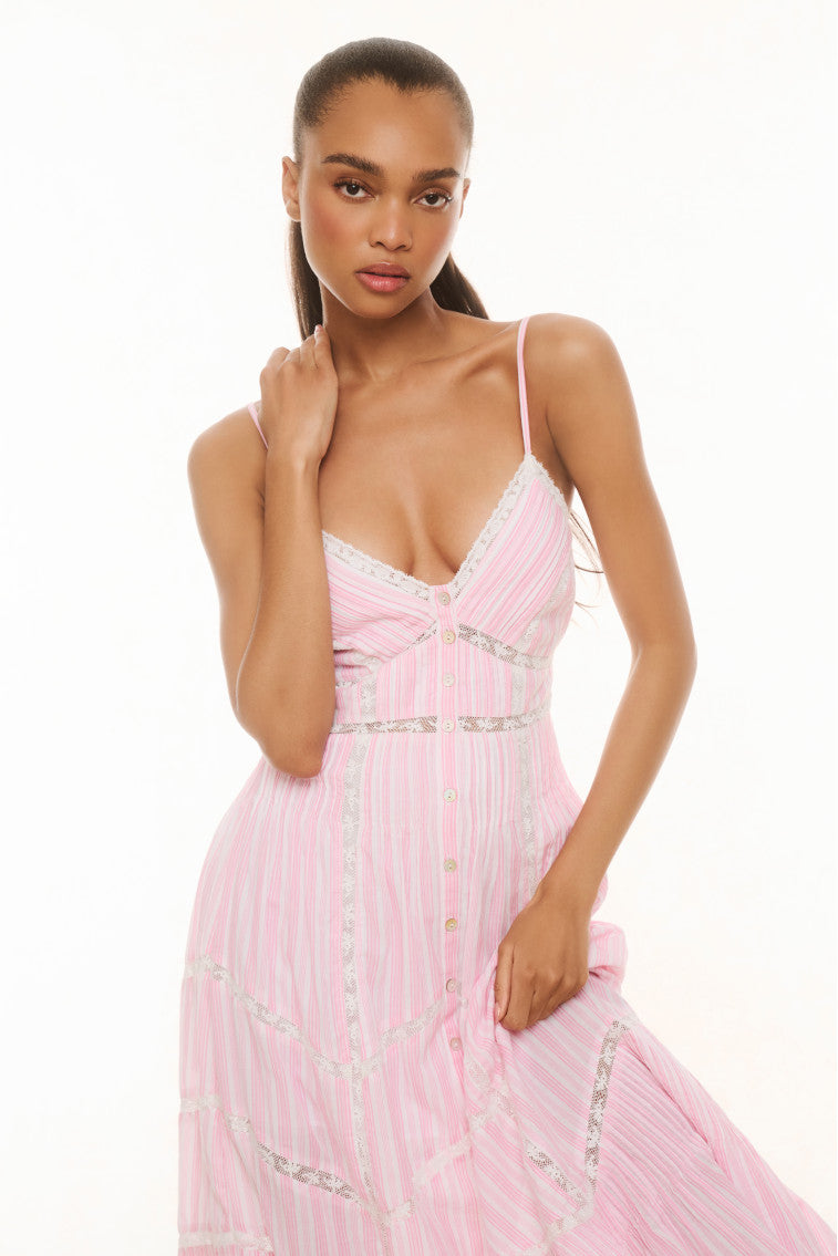 Esilda Cotton Midi Dress - CAPTIVA PINK