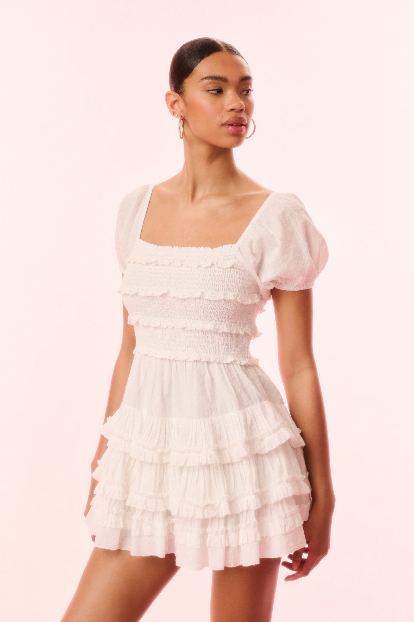 Fellows Cotton Ruffle Mini Dress