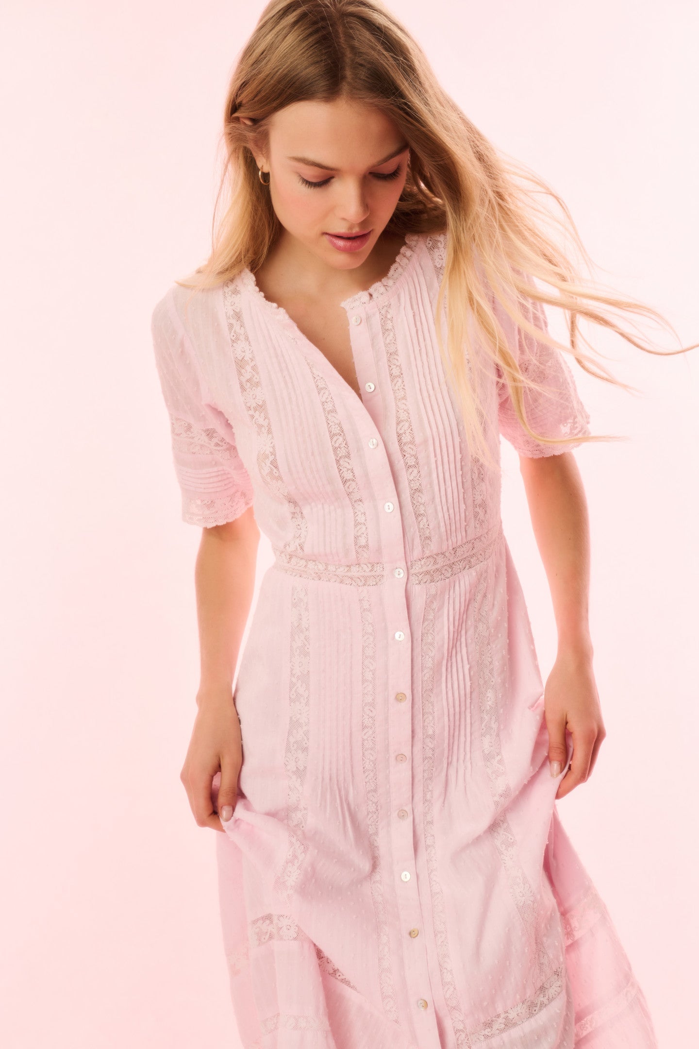 Francilla Cotton Midi Dress - BALLERINA PINK