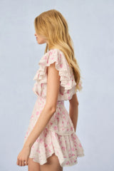 Gwen Fragrance Print Cotton Mini Dress - STERLING DUSK