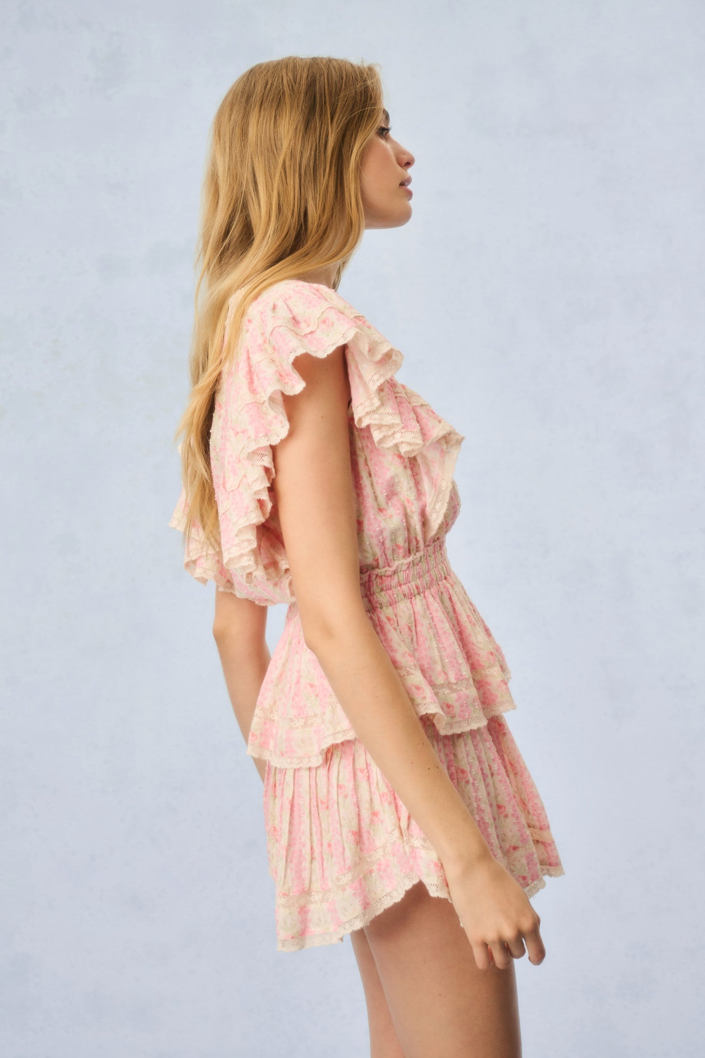 Gwen Fragrance Print Cotton Mini Dress - STRAWBERRY MACAROON