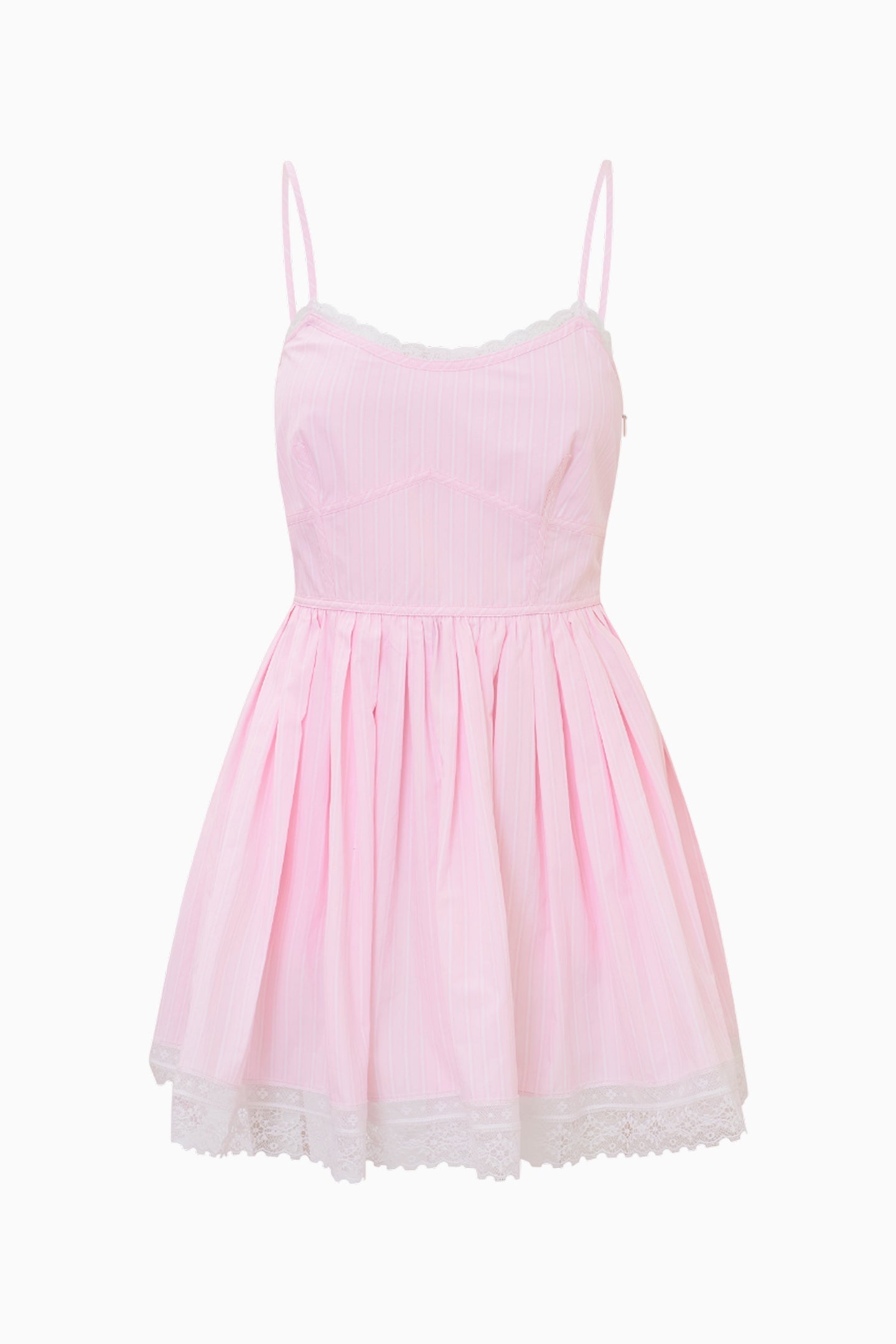 Harrisine Cotton Pinstripe Mini Dress - PINK RIVIERA
