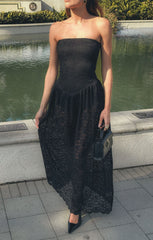 Diana Drop Waist Dress ~ Black Lovely Lace