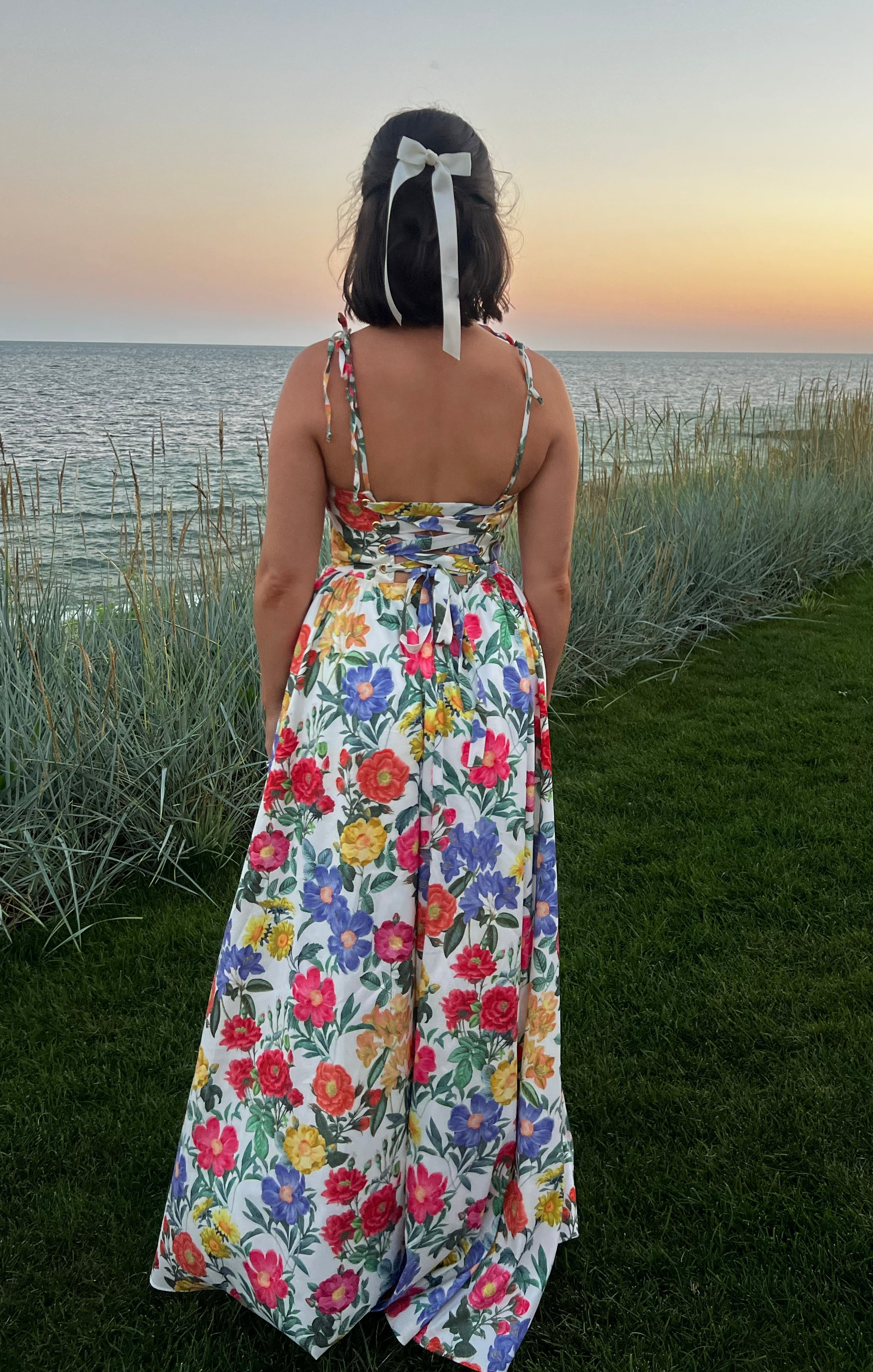 Juliet Maxi Dress ~ Charm Peony White Taffeta