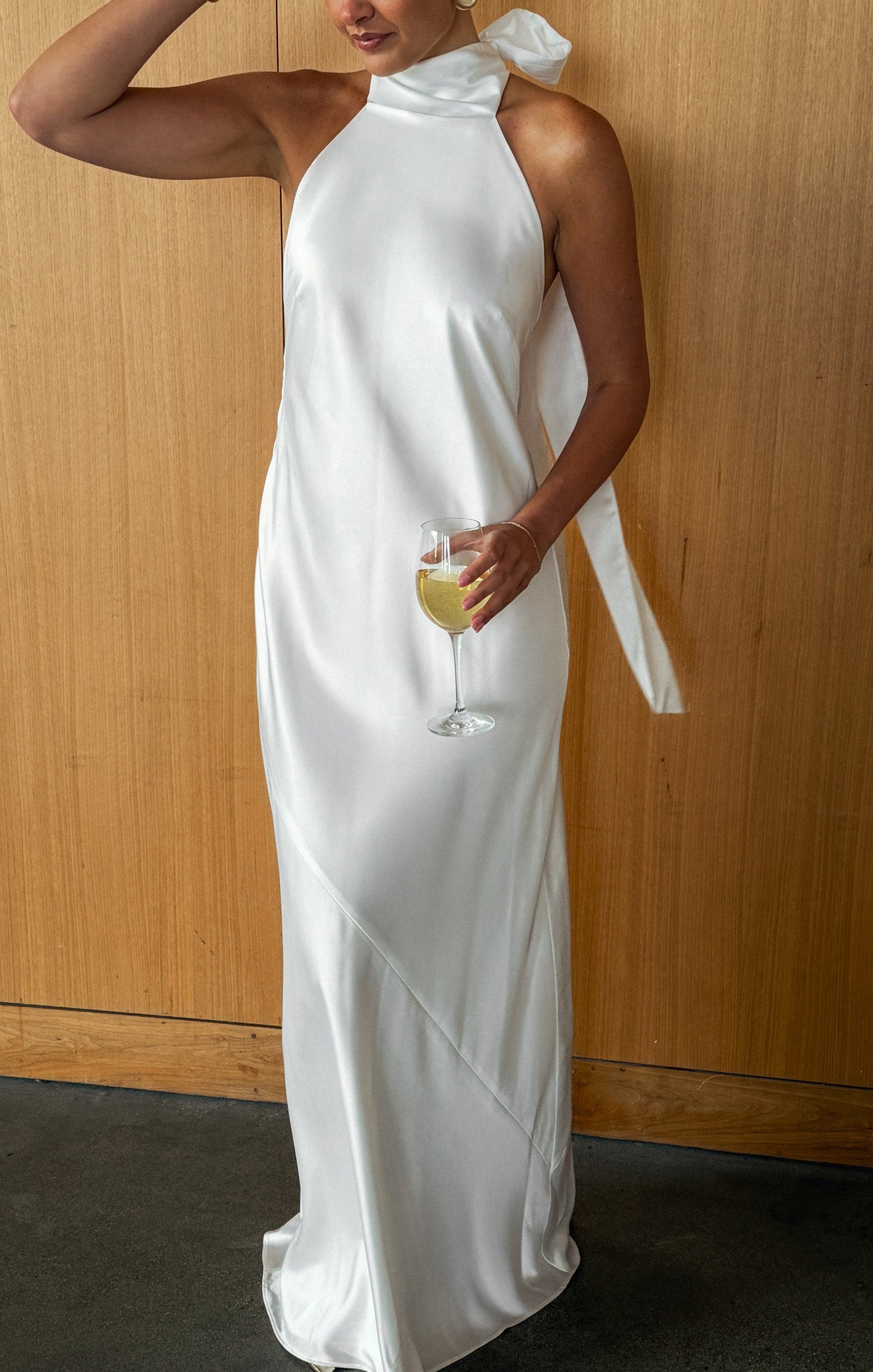 Lisa Maxi Dress ~ Ivory Luxe Satin
