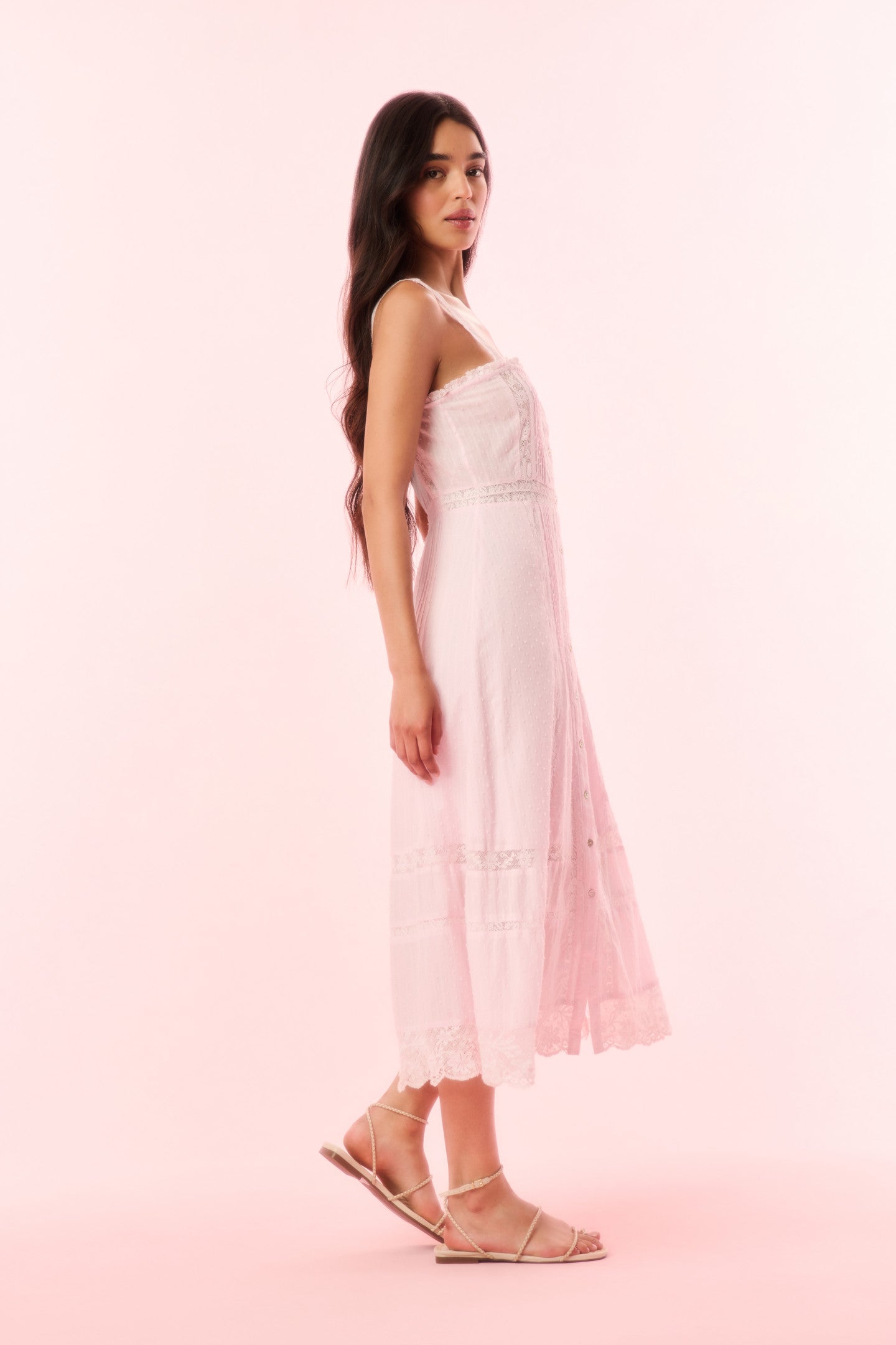 Judalon Cotton Midi Dress - BALLERINA PINK