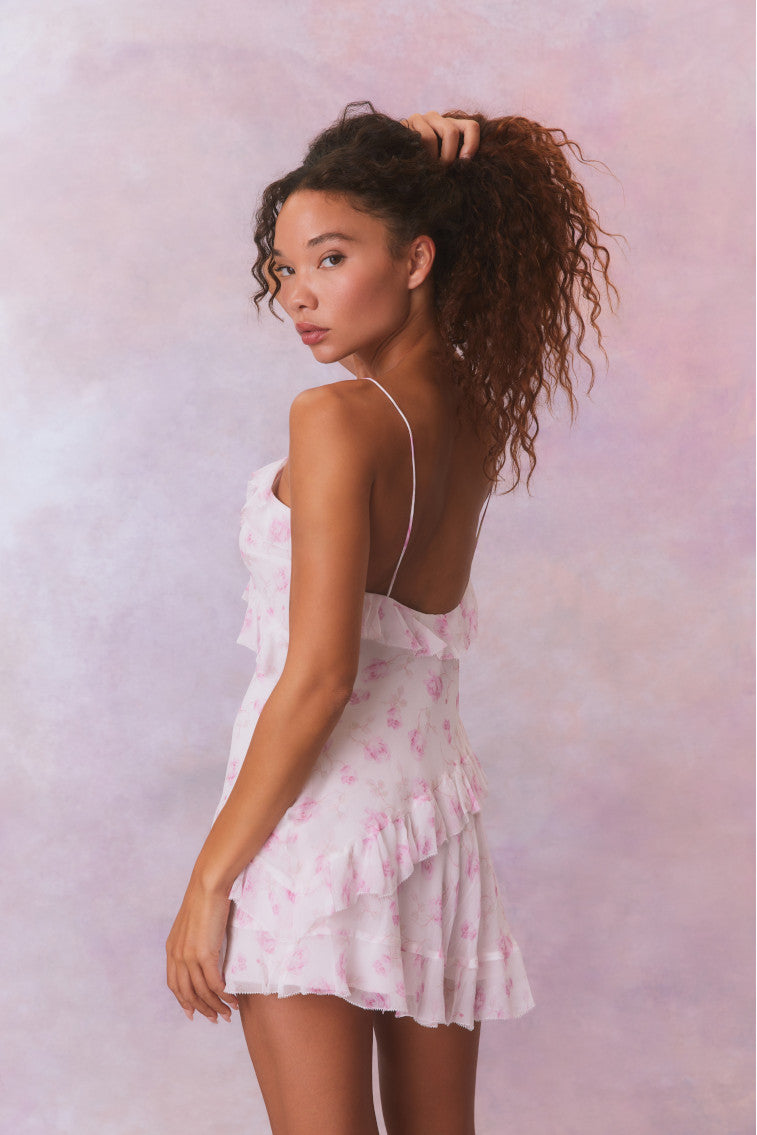 Lomina Heirloom Print Silk Mini Dress