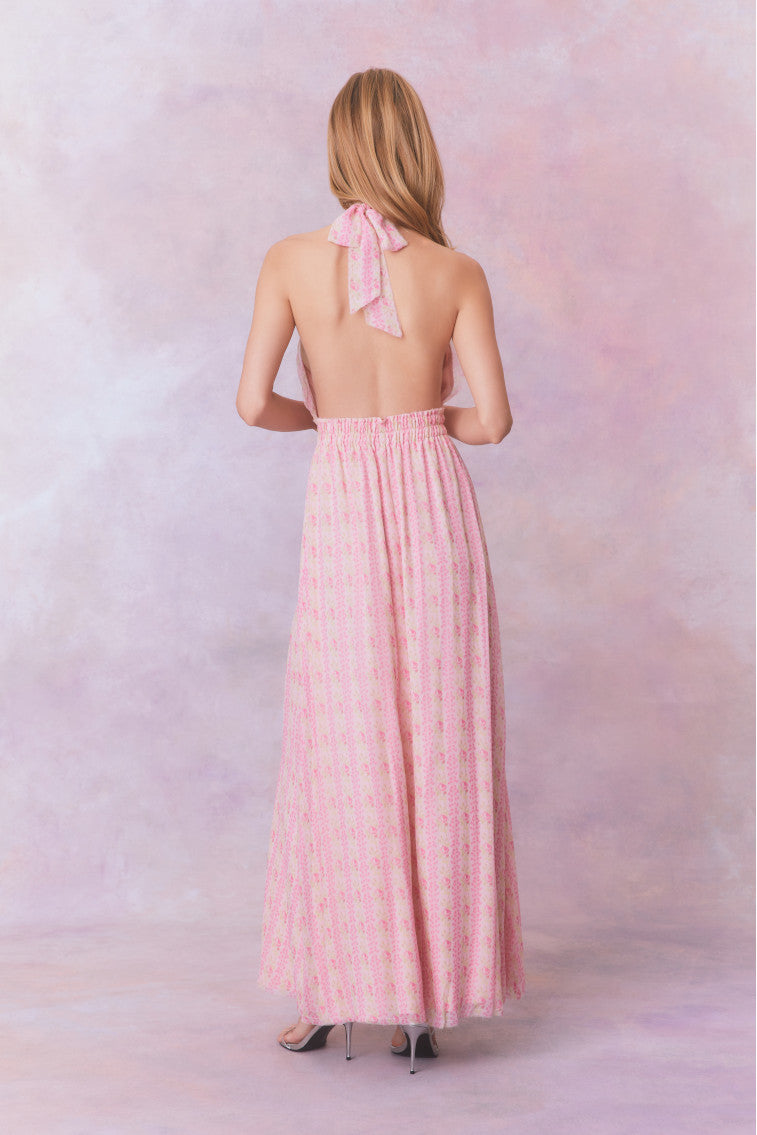 Love Heirloom Print Halter Maxi Dress