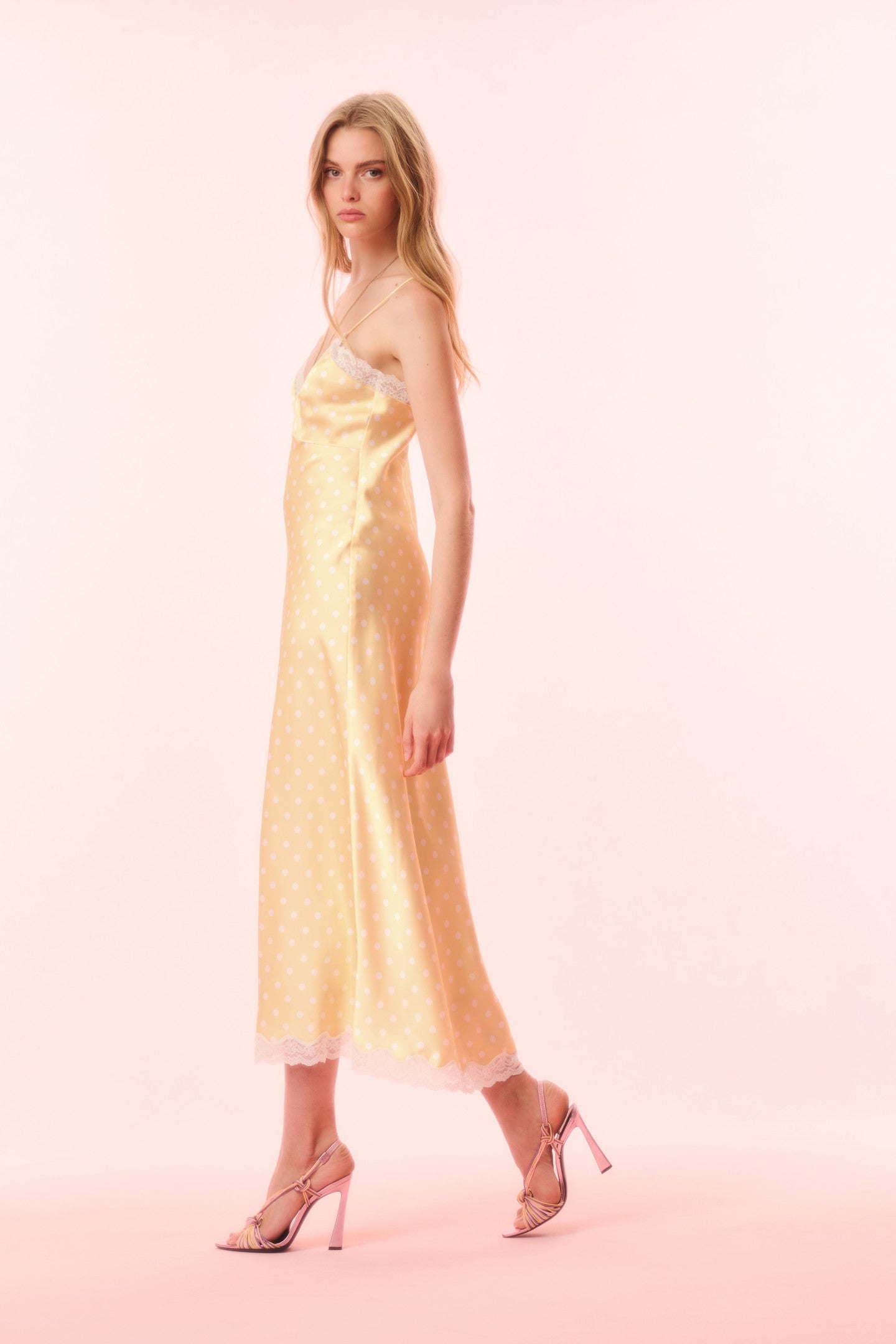 Manuela Satin Polkadot Maxi Slip Dress