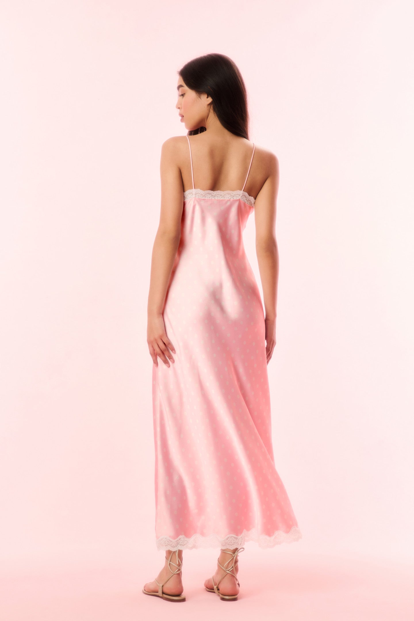 Manuela Satin Polkadot Maxi Slip Dress