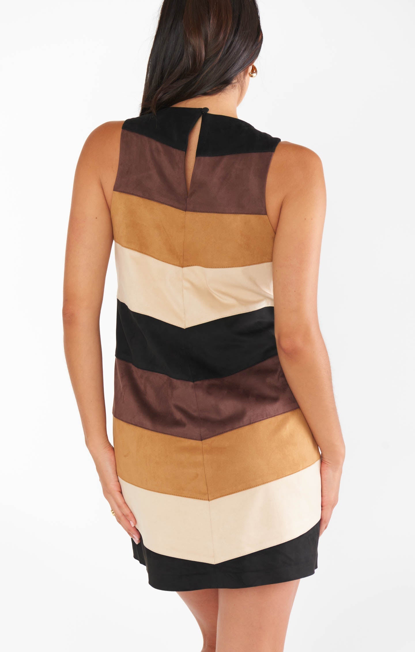Mod Mini Dress ~ Faux Suede Chevron