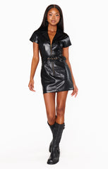 Outlaw Dress ~ Black Faux Leather