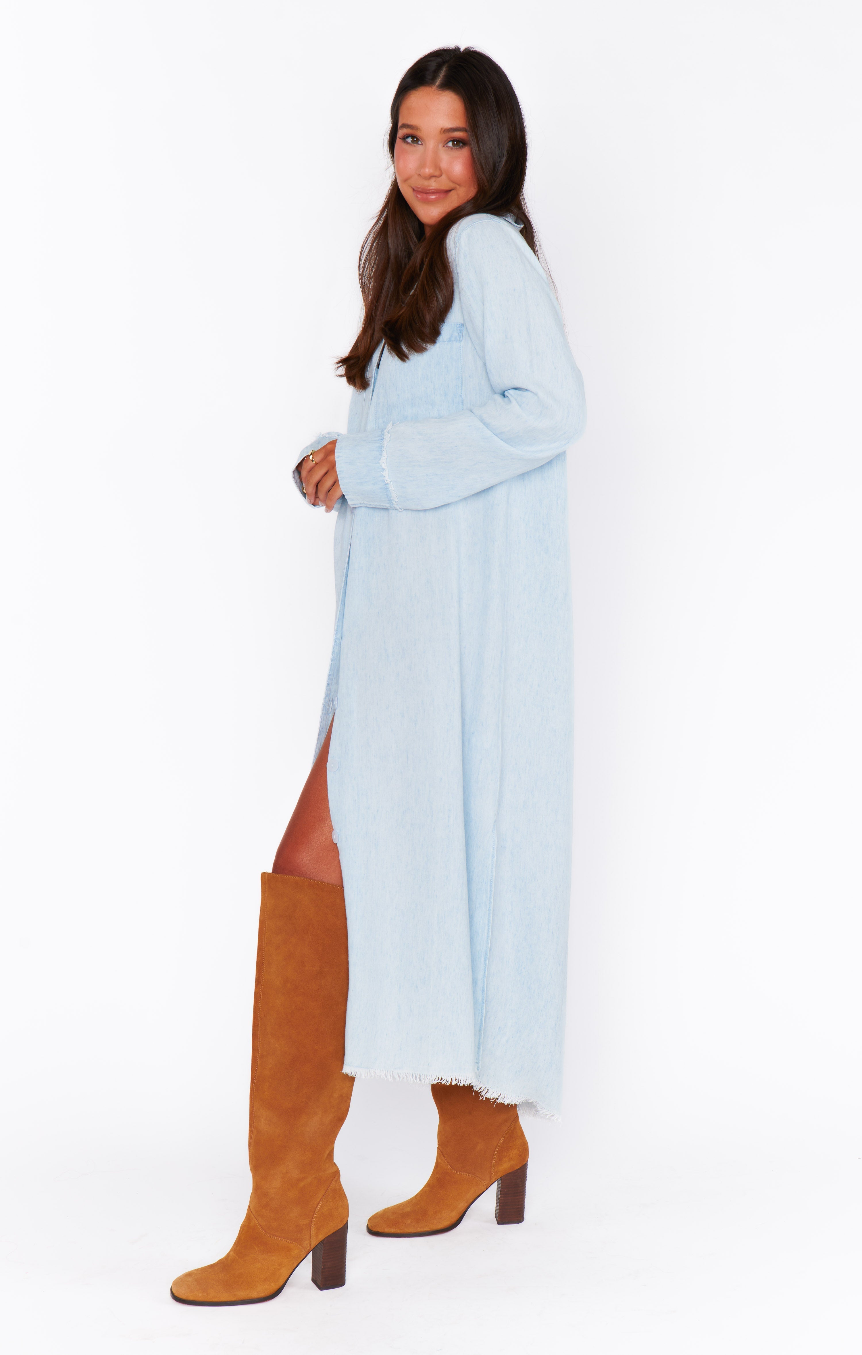Wilmington Long Shirt Dress ~ Light Chambray