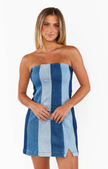 Coronado Corset Dress ~ Shady Indigo Stripe