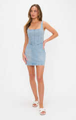 Corset Mini Dress ~ Misty Morning