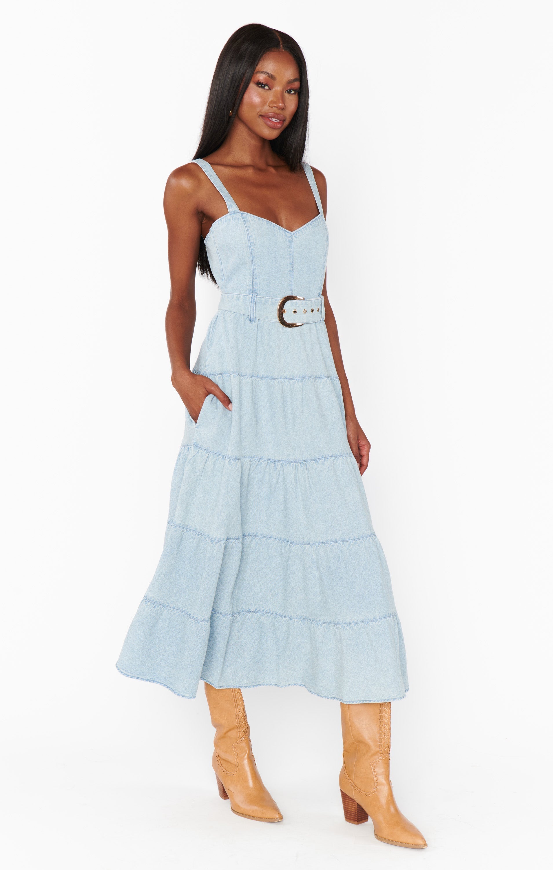 Lainey Midi Dress ~ Dew Drop