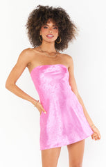 Taylor Tube Mini Dress ~ Bright Pink Rose Satin
