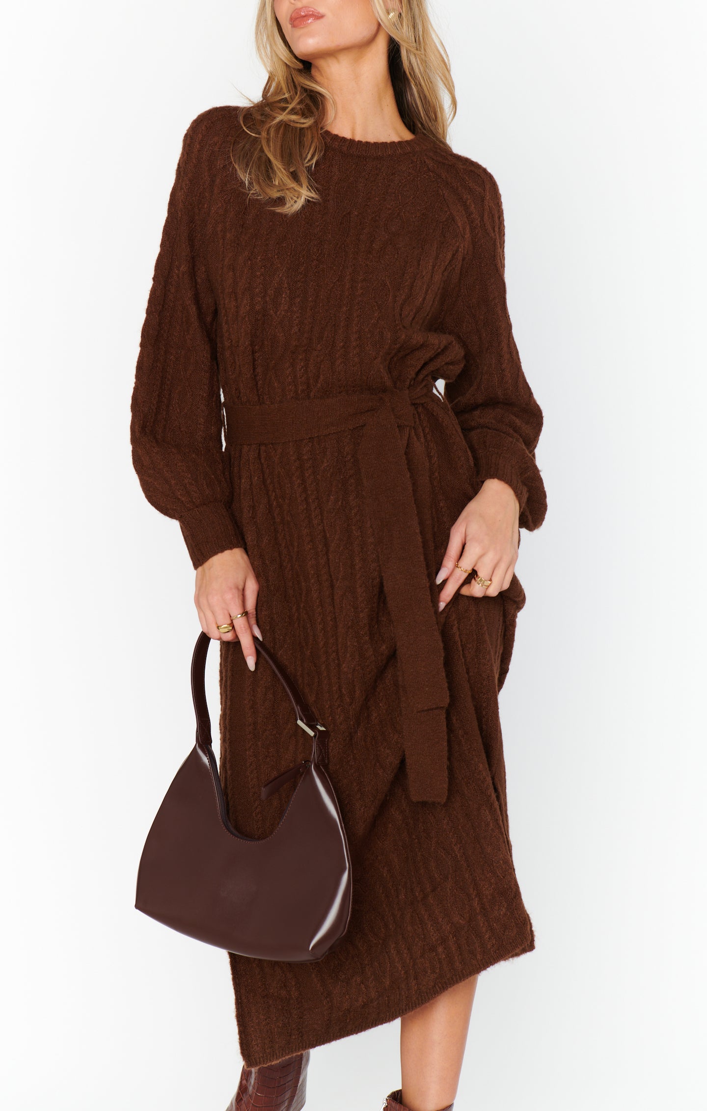 Barb Sweater Dress ~ Chocolate Cable Knit