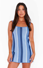 Mellow Mini Dress ~ Blue Stripe Knit