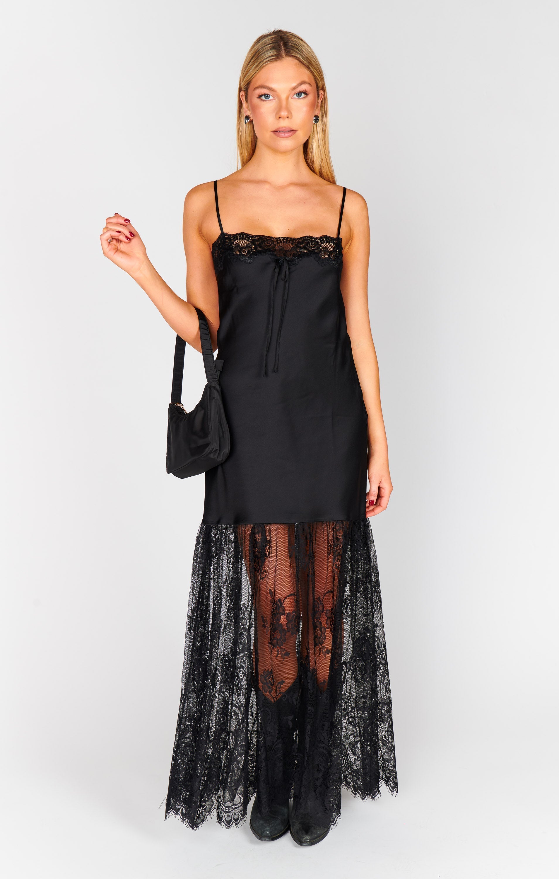 Celine Dress ~ Black Luxe Satin