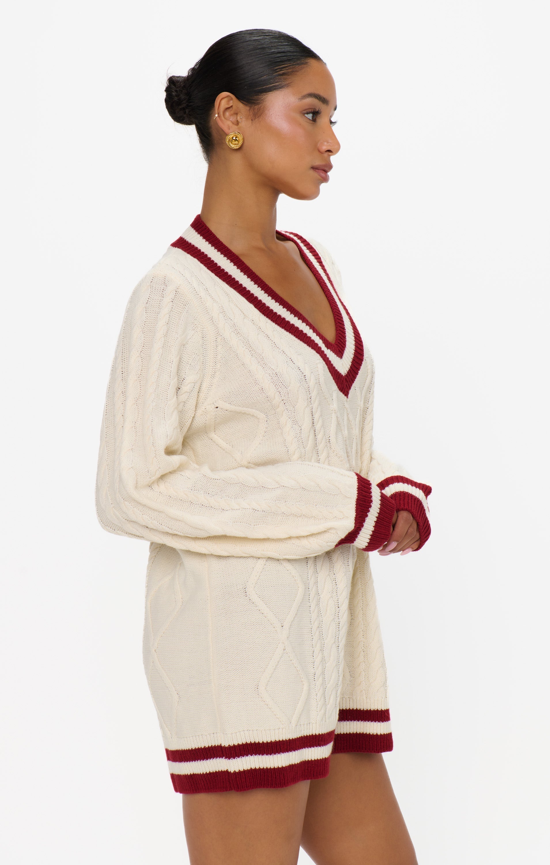 Tailgate Sweater Dress ~ Cranberry Cable Knit