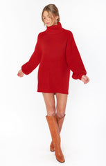Chester Sweater Dress ~ Holly Red Knit