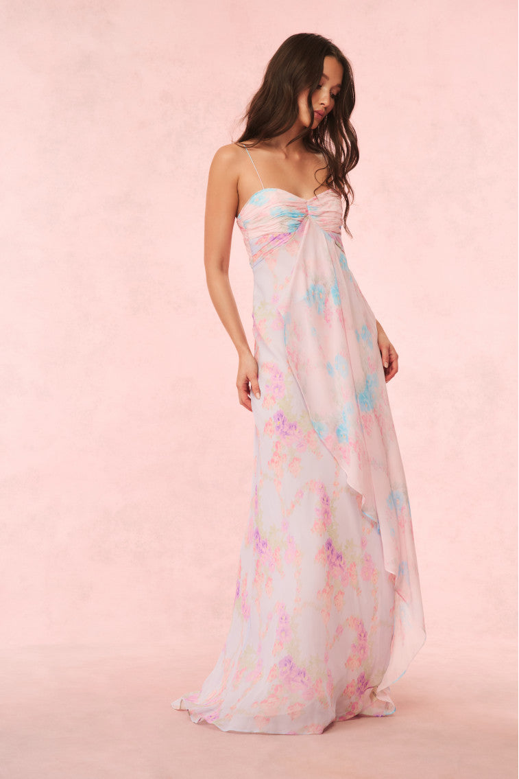 Miu Floral Chiffon Gown