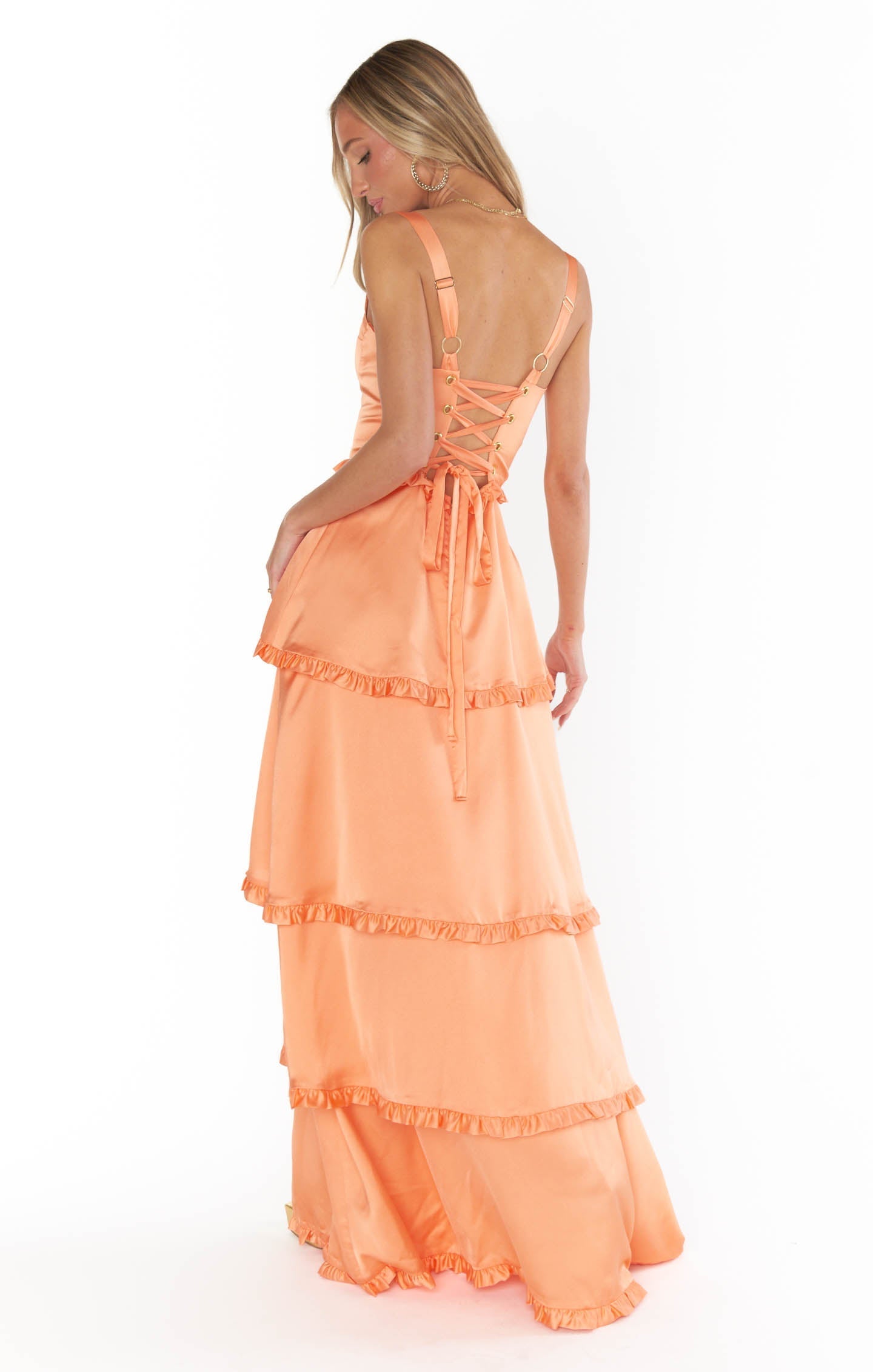 Lady Corset Dress ~ Cantaloupe Luxe Satin