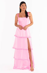 Lady Corset Dress ~ Pink Luxe Satin
