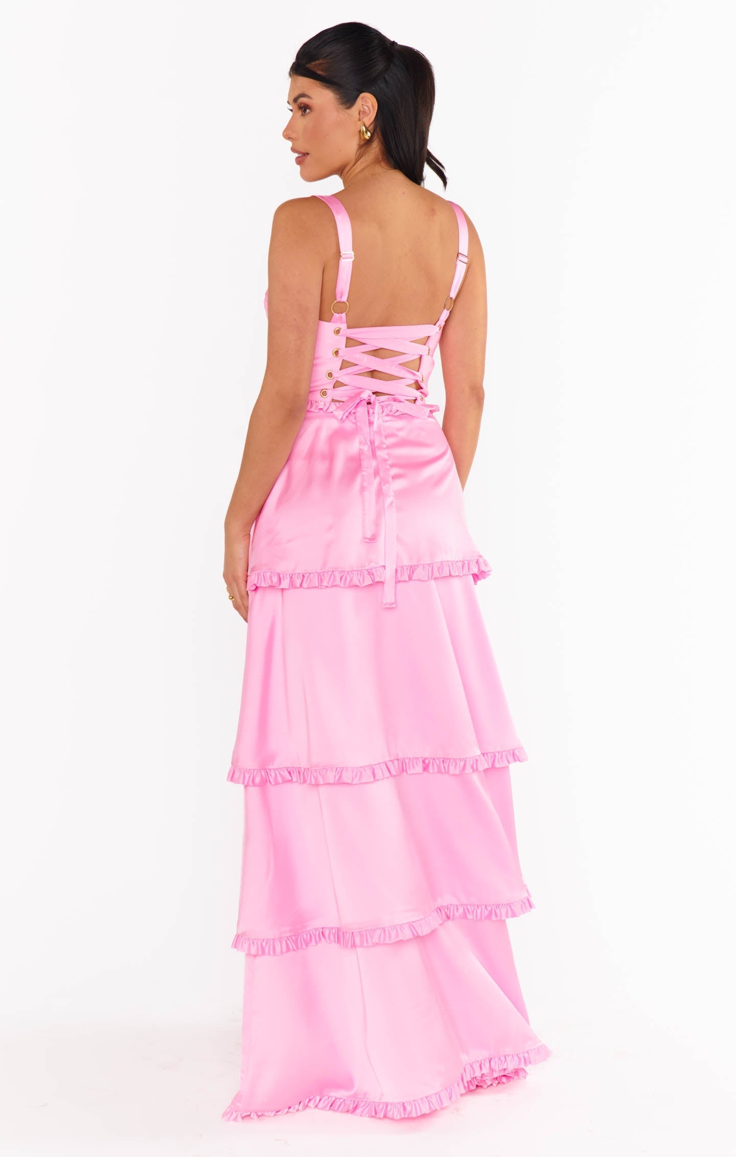 Lady Corset Dress ~ Pink Luxe Satin