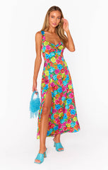 Mina Midi Dress ~ Bright Floral Soiree