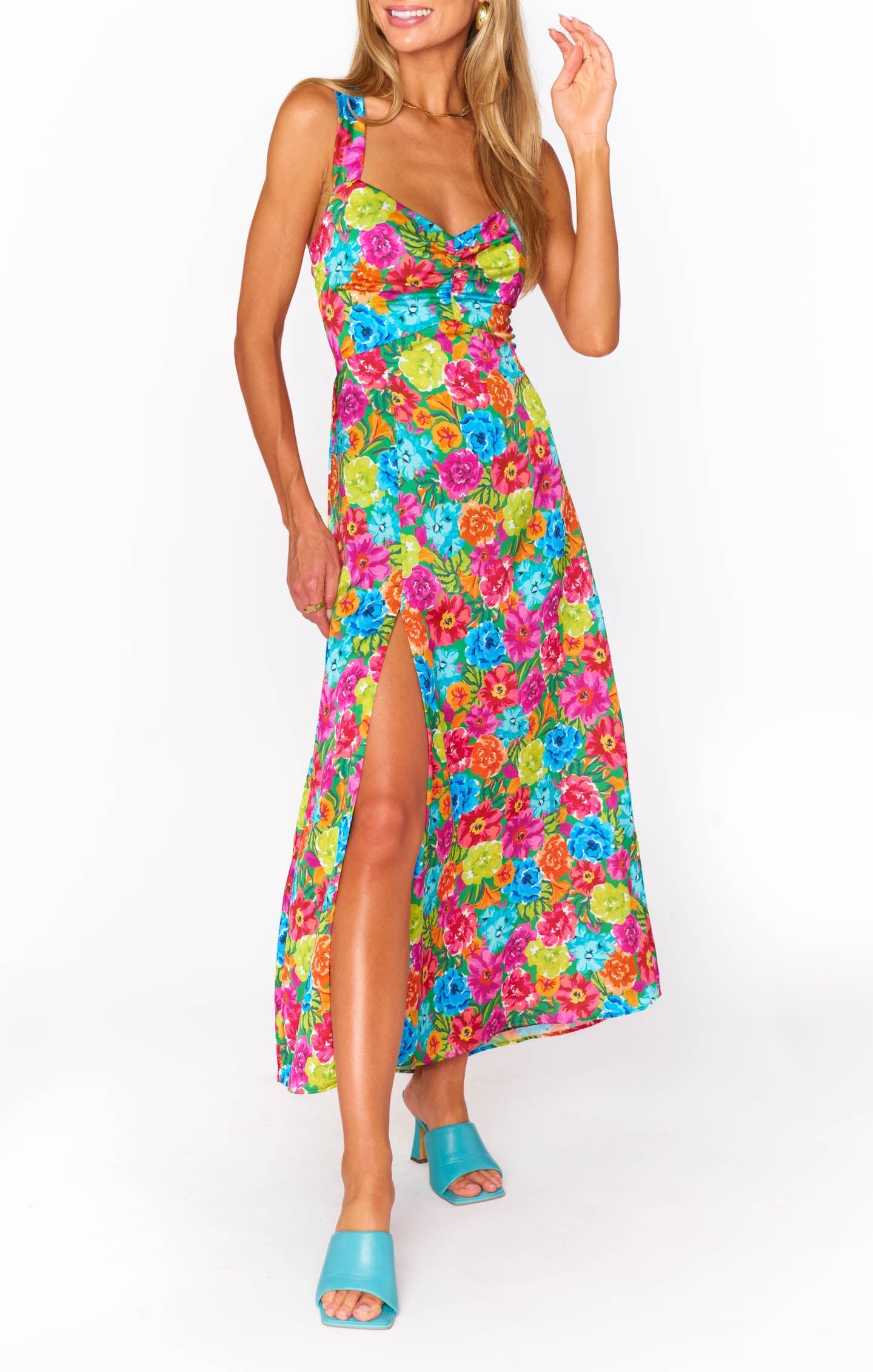 Mina Midi Dress ~ Bright Floral Soiree