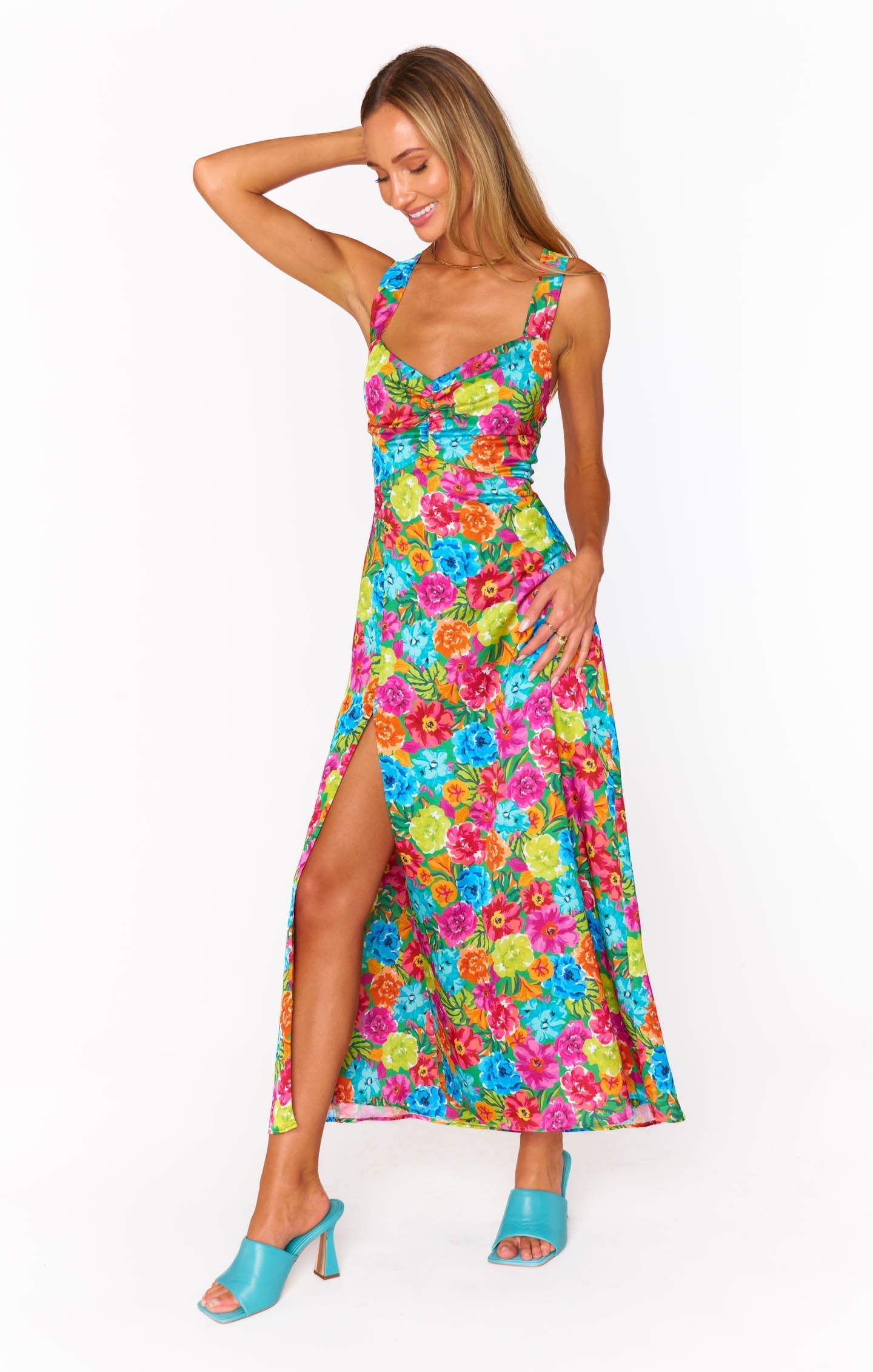 Mina Midi Dress ~ Bright Floral Soiree