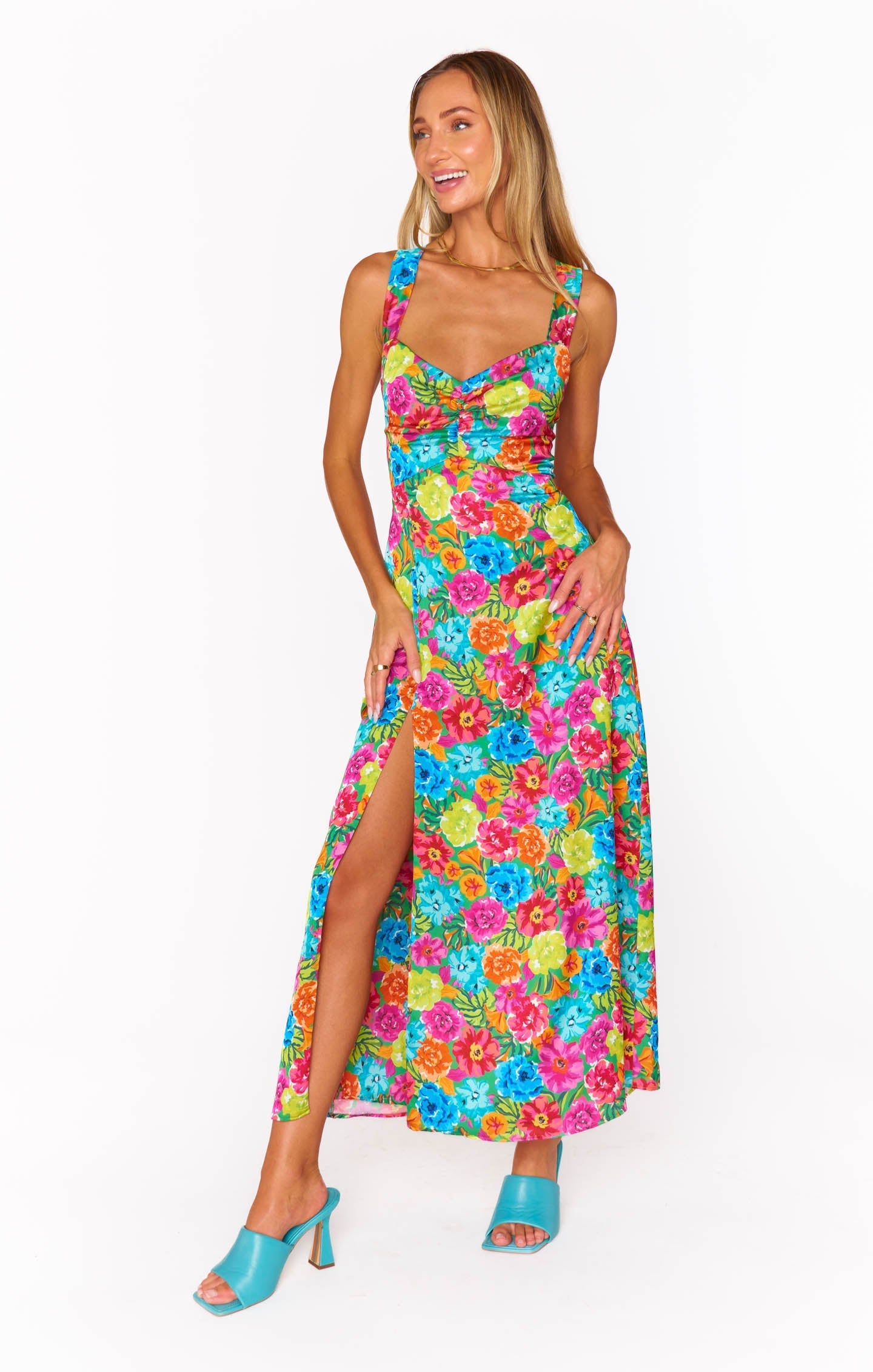 Mina Midi Dress ~ Bright Floral Soiree