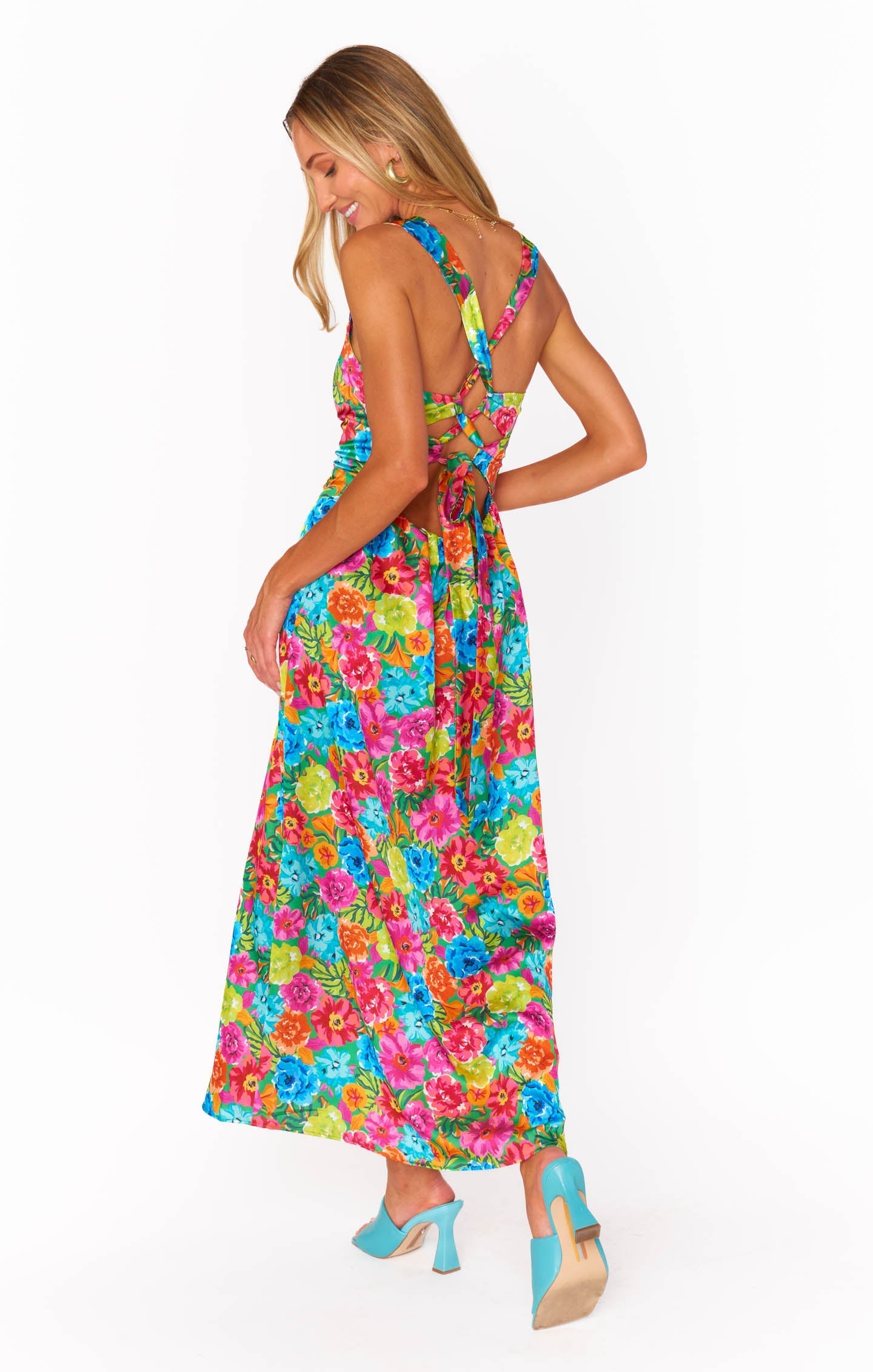Mina Midi Dress ~ Bright Floral Soiree