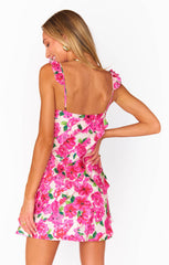 Rosa Ruffle Mini Dress ~ Pink Floral Soiree