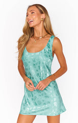 Serenade Mini Dress ~ Aquamarine Shell Satin