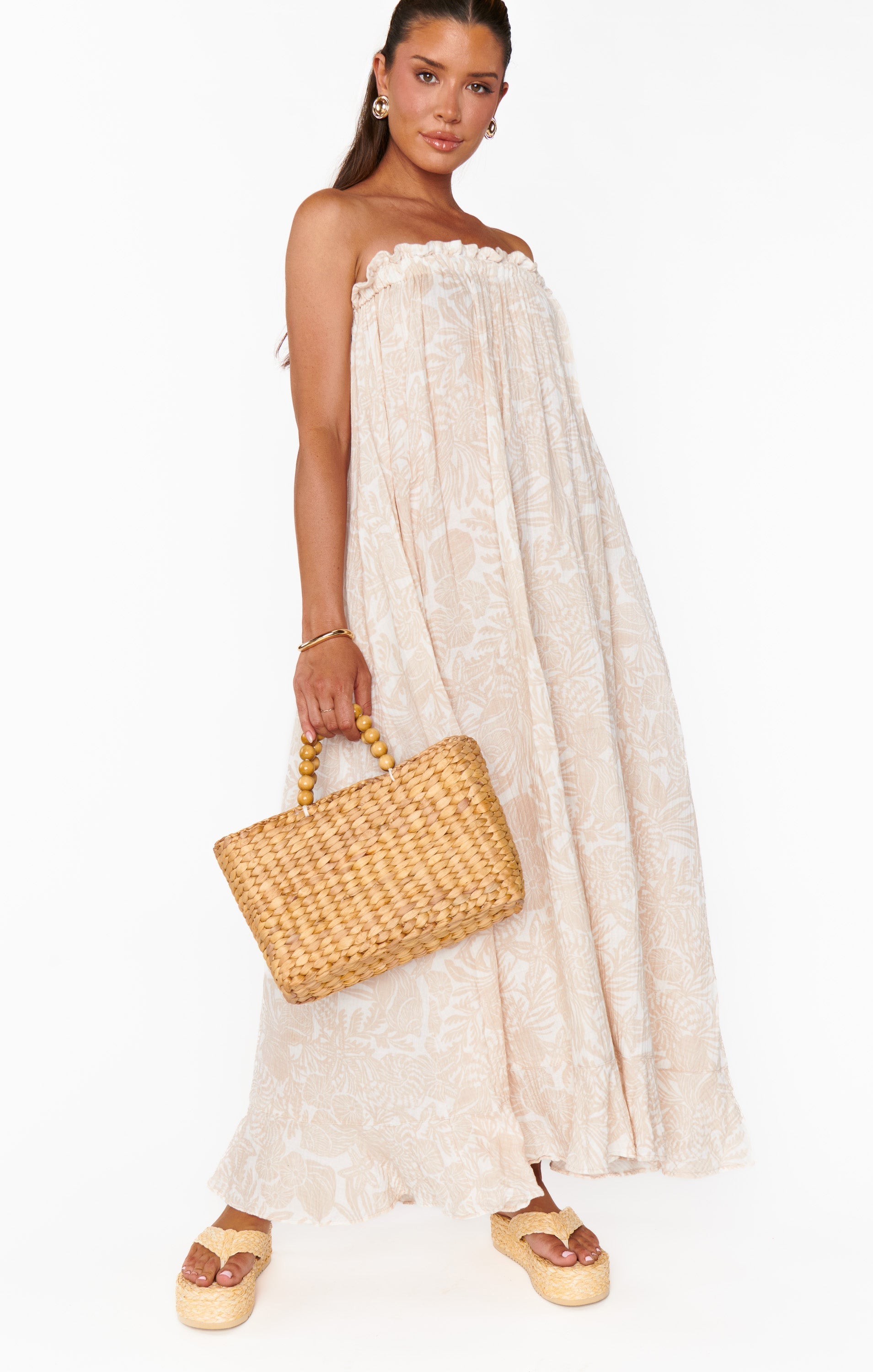 Around The World Maxi Dress ~ Sand Shells Gauze