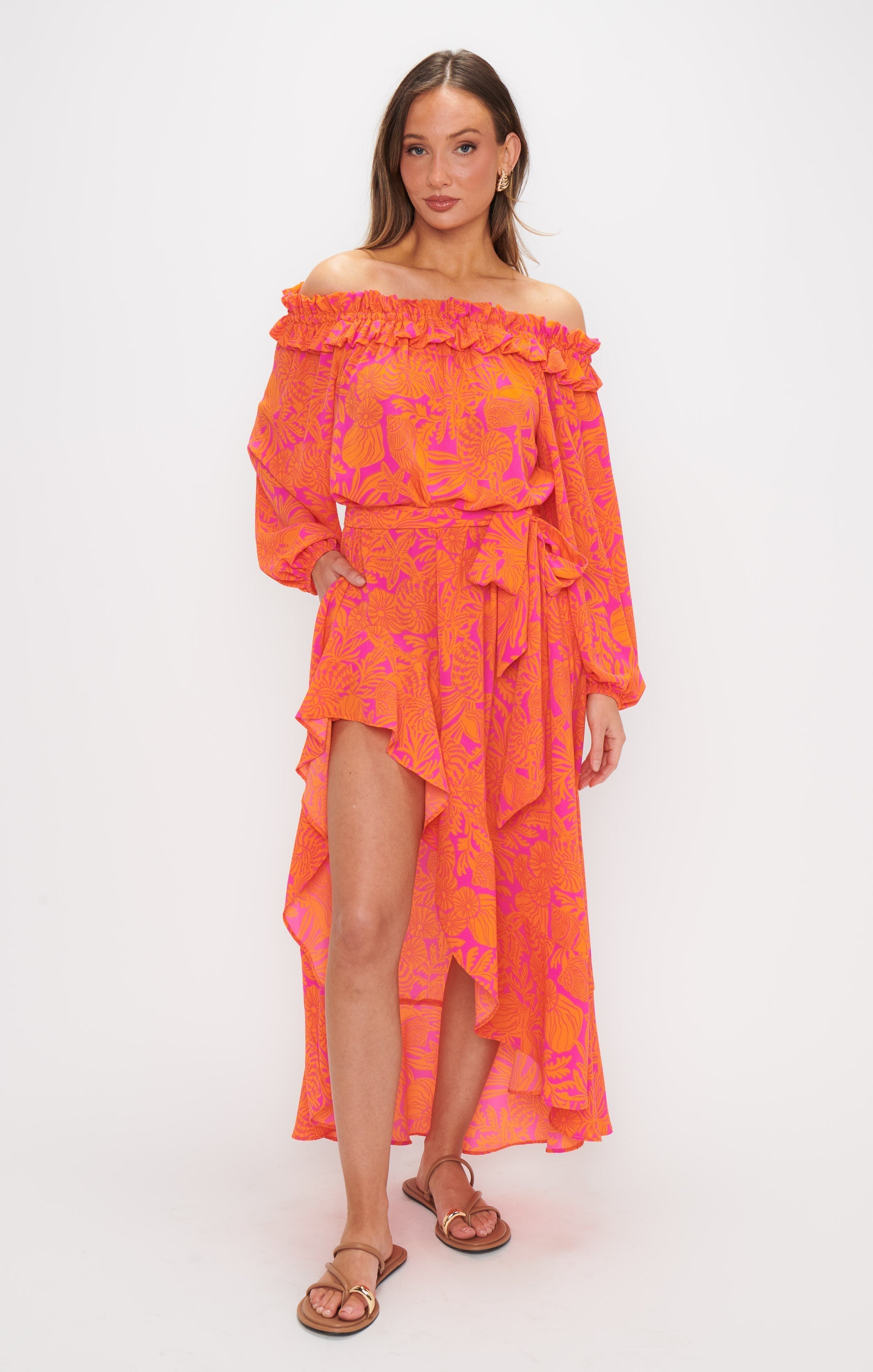 Bobbi Maxi Dress ~ Fuchsia Shells Pebble