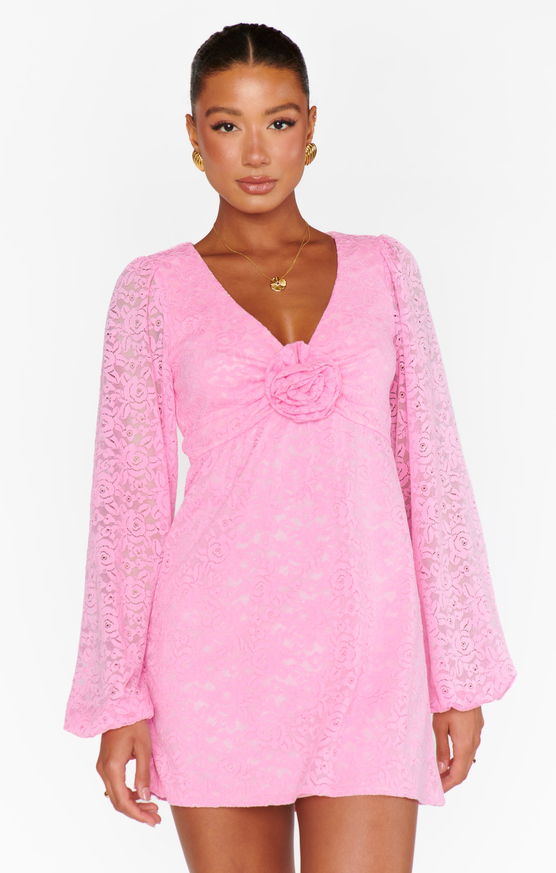 Rosetta Mini Dress ~ Pink Lovely Lace