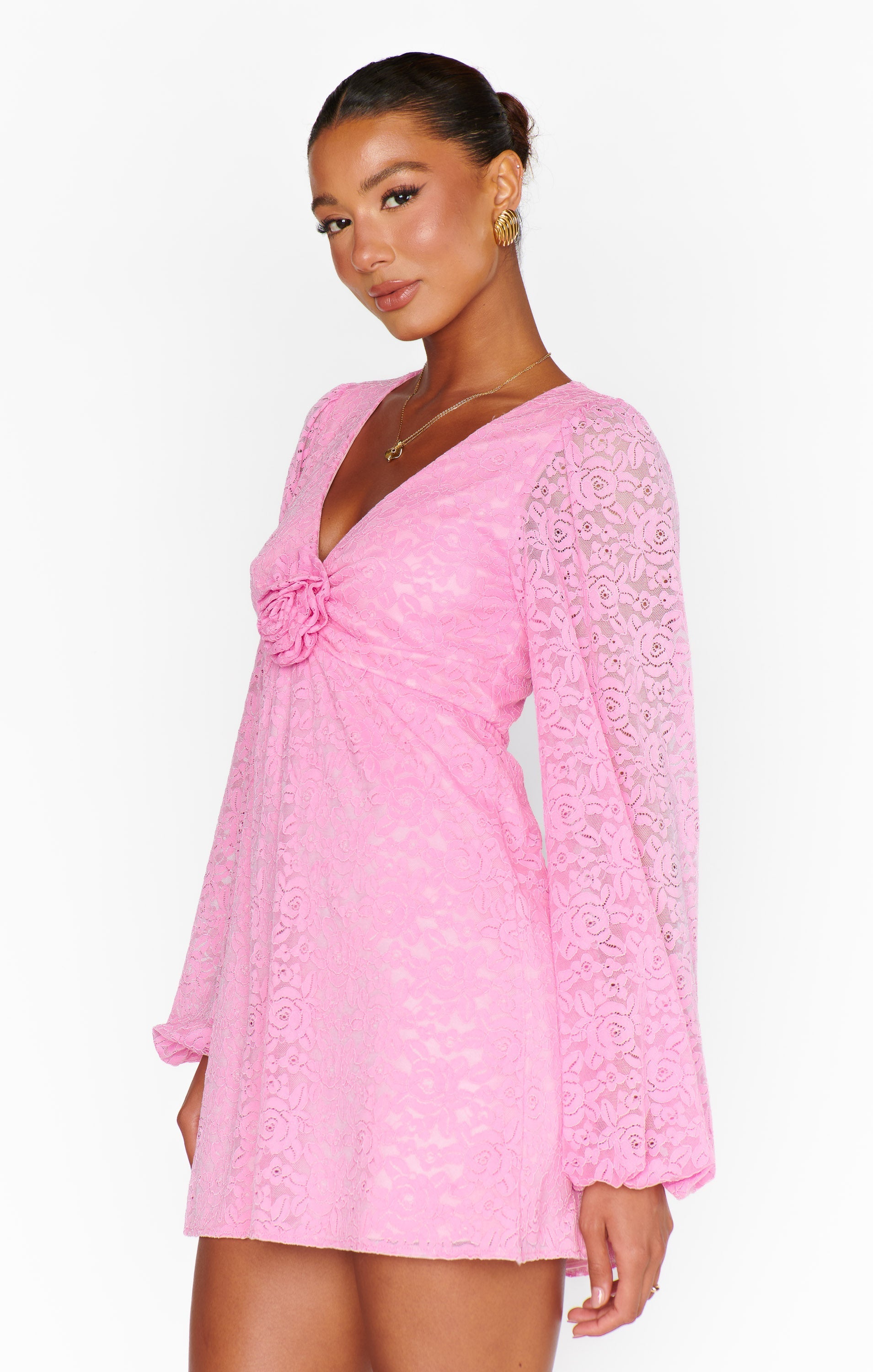 Rosetta Mini Dress ~ Pink Lovely Lace