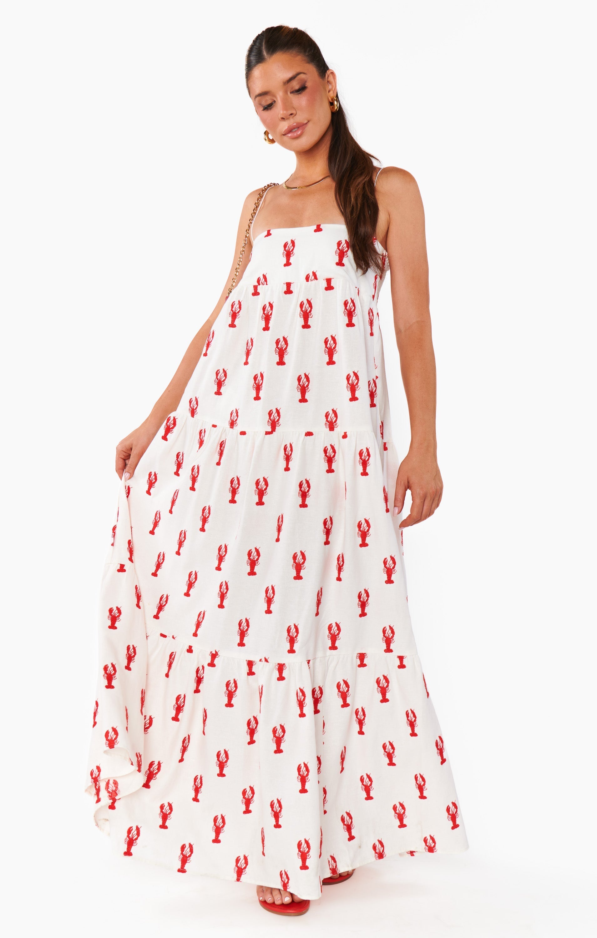 Long Weekend Maxi Dress ~ Lobster Embroidery