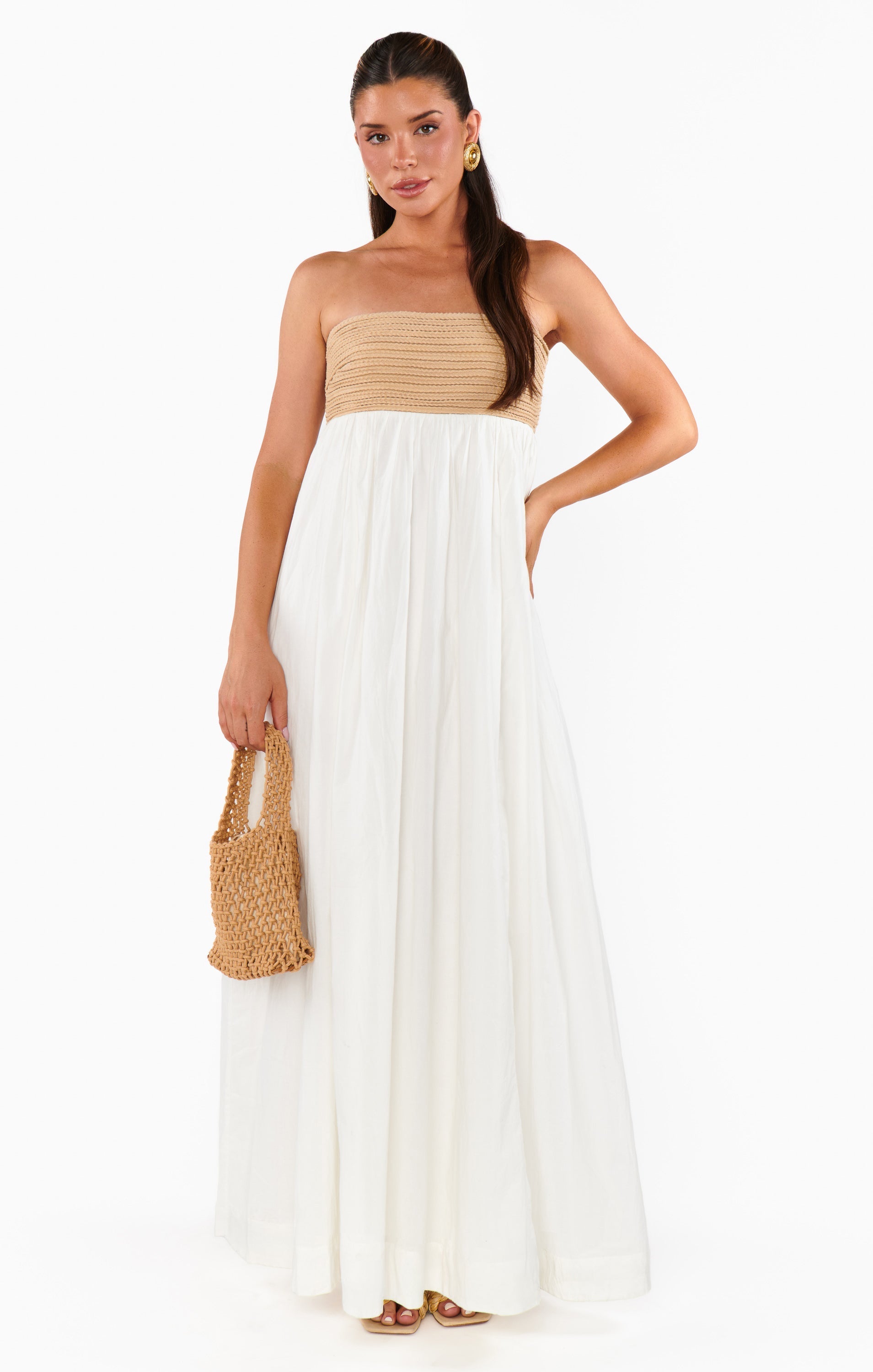 Dockside Maxi Dress ~ White Voile With Twisted Rope
