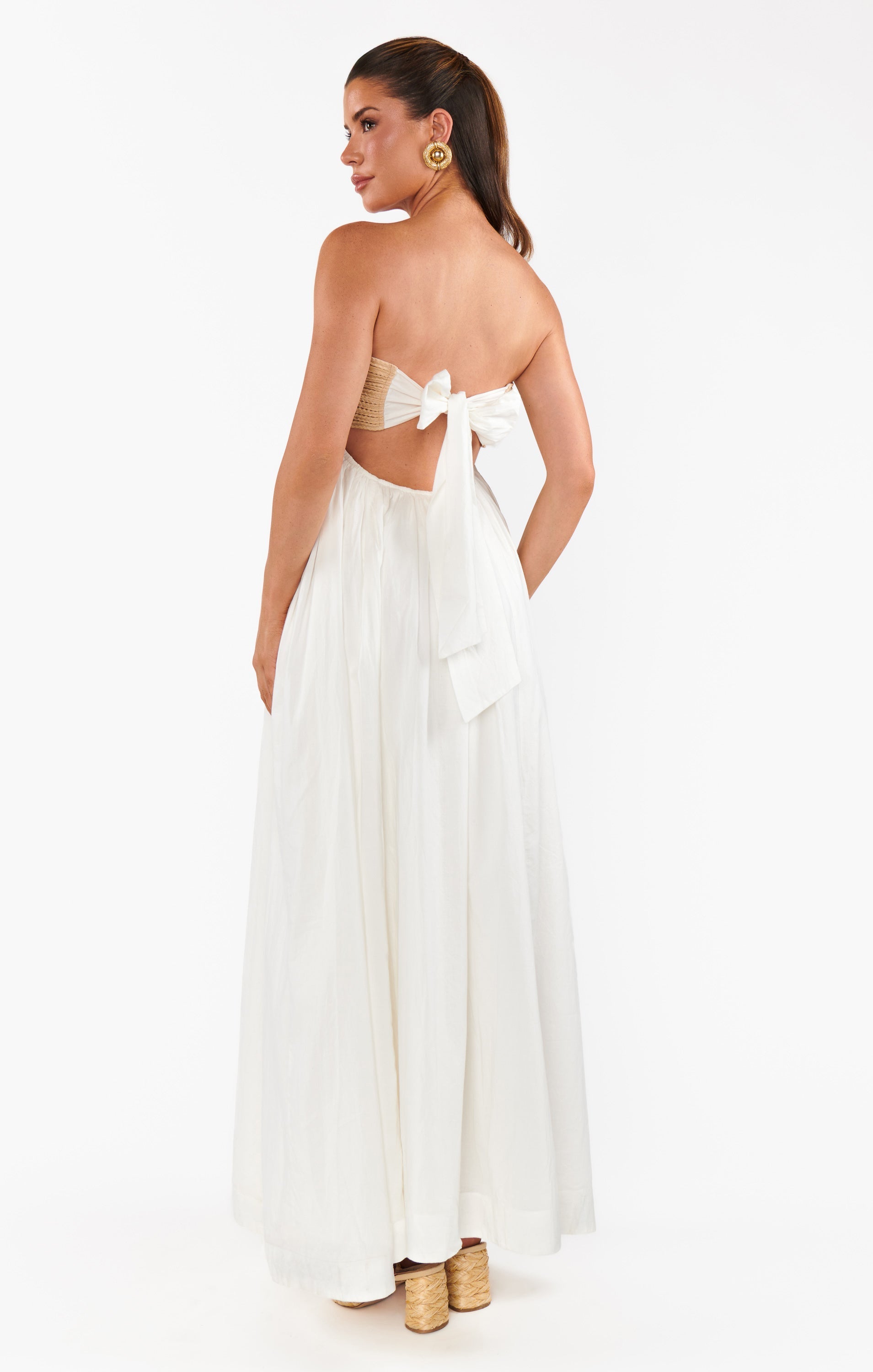 Dockside Maxi Dress ~ White Voile With Twisted Rope