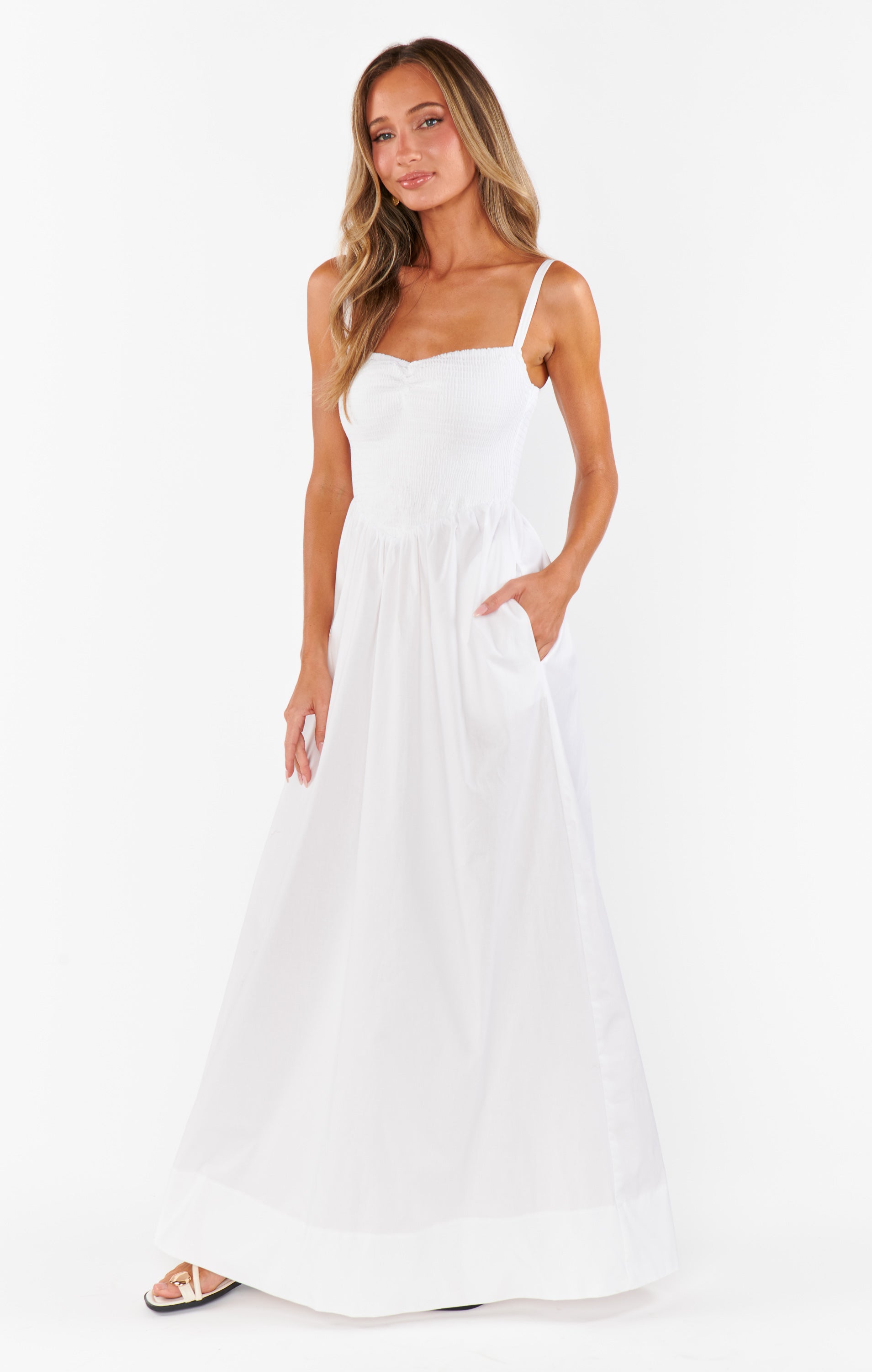 Dixie Maxi Dress ~ White Poplin