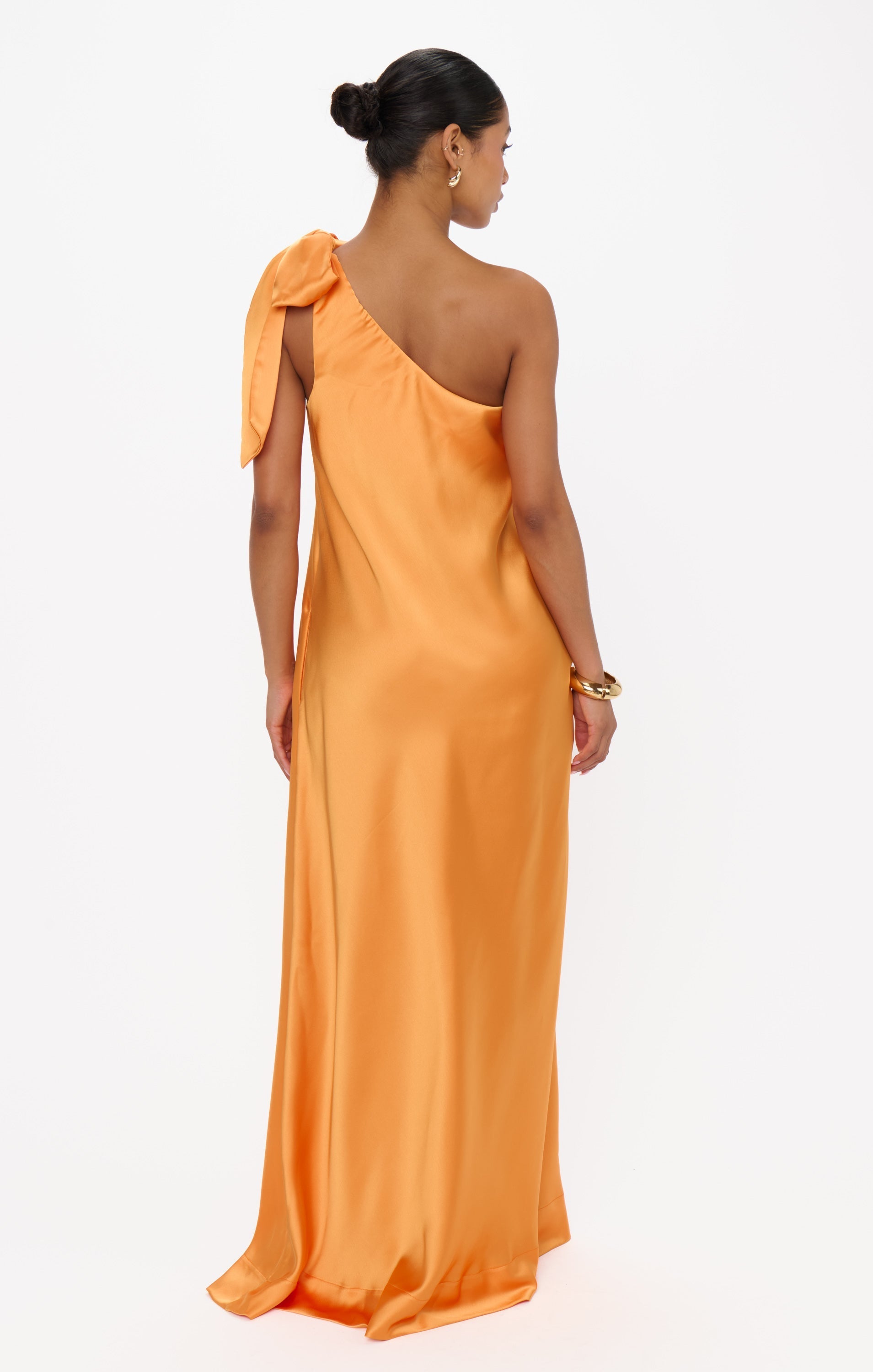 Jackie Maxi Dress ~ Tangerine Fluid Satin