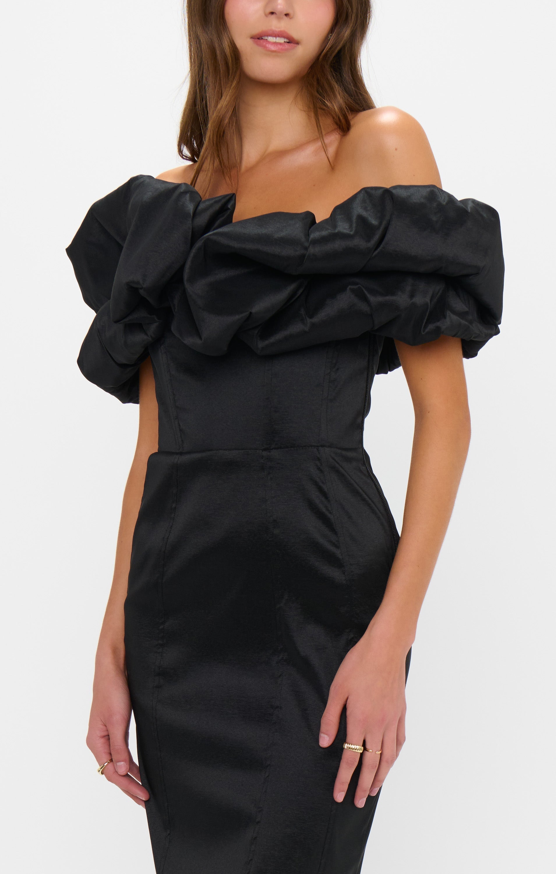 Major Drama Maxi Dress ~ Black Taffeta